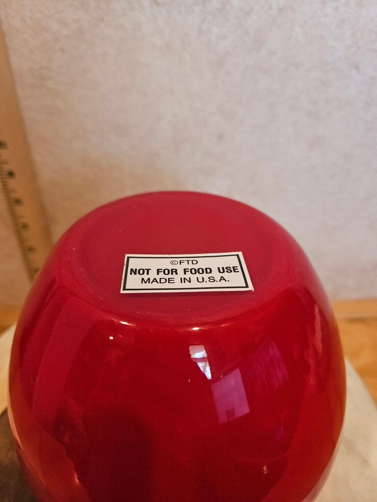 Orb Red Glass Round Flower Vase Bowl Collectible Home Decor