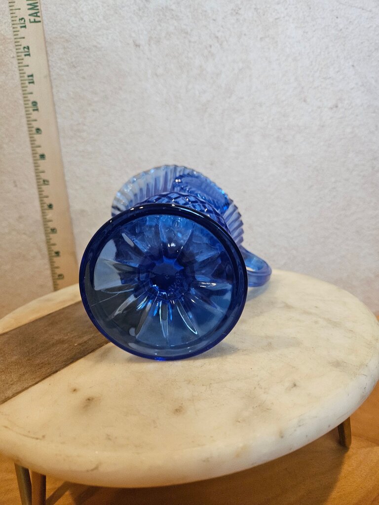 Vintage 1970's Avon Fostoria Glass Pitcher 5.25"H Cobalt Blue Frosted MT. Vernon