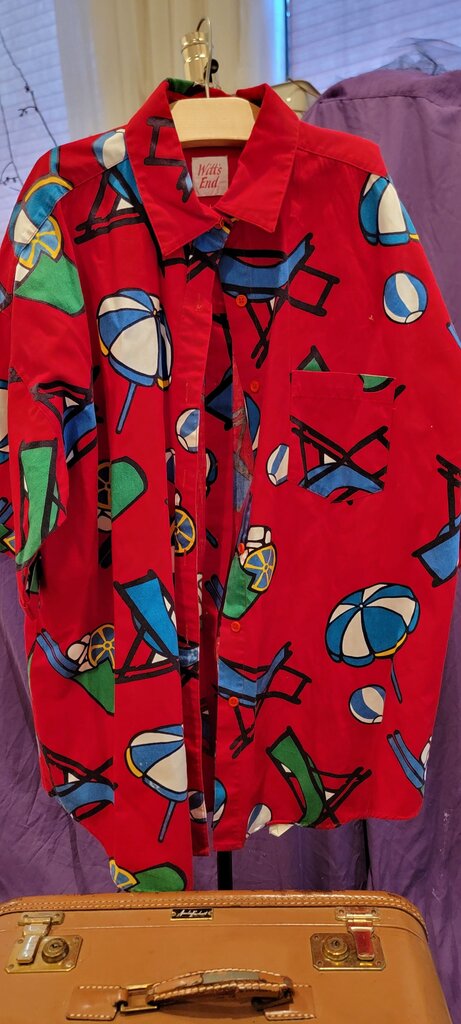 Wit's End Beach-Themed Button-Up Shirt