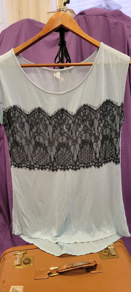 Studio Y Women's Light Blue Lace Top