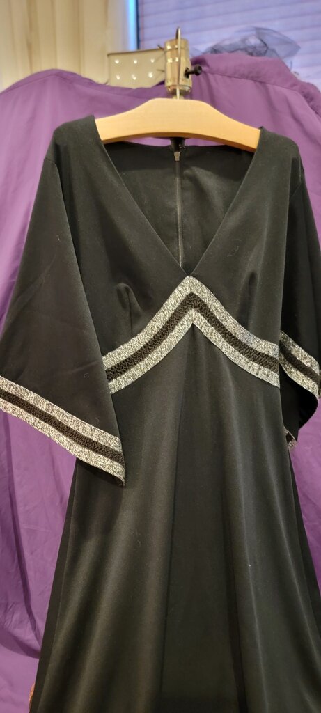Elegant Black Dress with Silver Trim