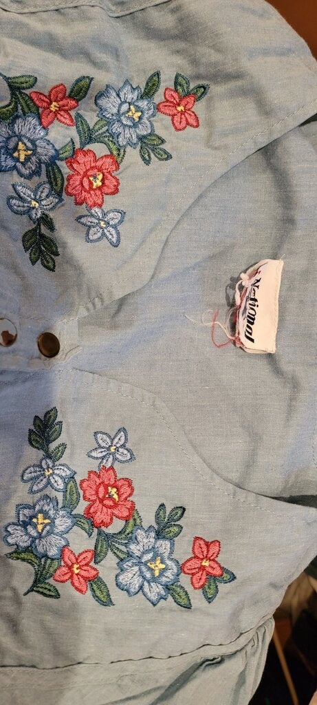 Embroidered Chambray Dress