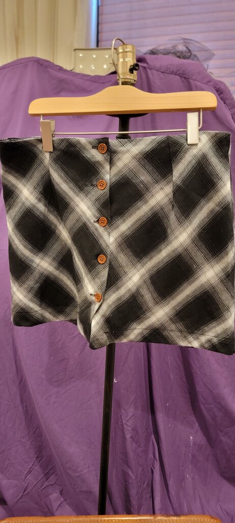 Plaid Button-Up Skirt