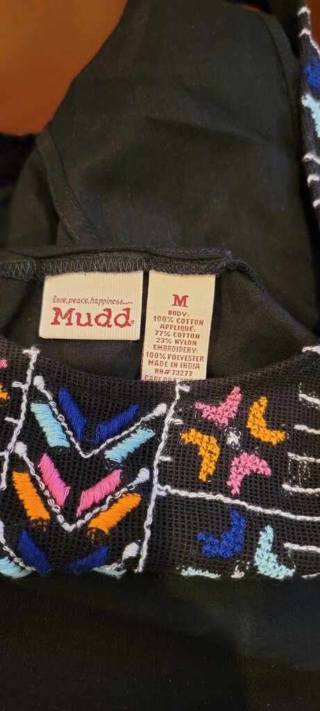 Mudd Women's Black Embroidered Top