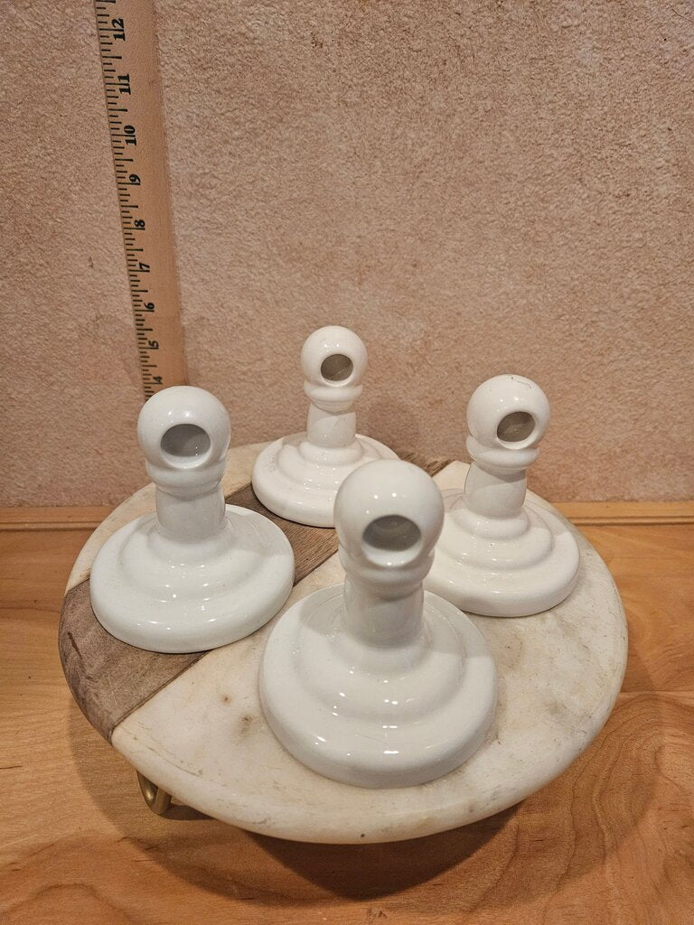 Antique Ceramic Architectural Salvage Pair of Porcelain Screw Mount Towel Bar Holders