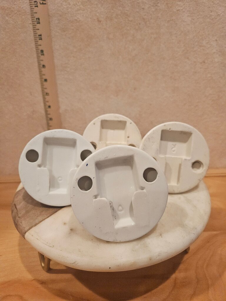 Antique Ceramic Architectural Salvage Pair of Porcelain Screw Mount Towel Bar Holders