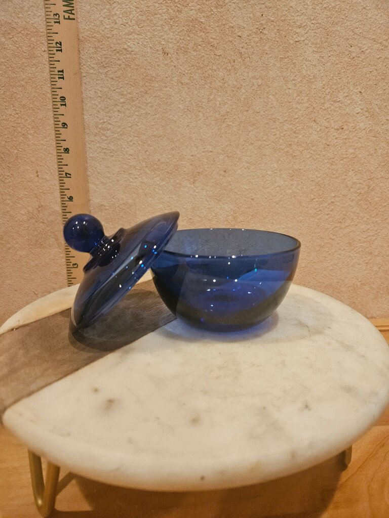 Anchor Hocking Blue Cobalt Sugar Bowl with a lid / candy bowl