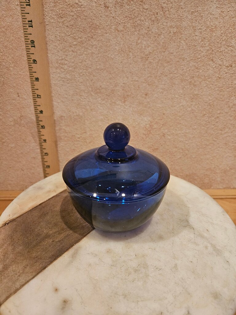 Anchor Hocking Blue Cobalt Sugar Bowl with a lid / candy bowl