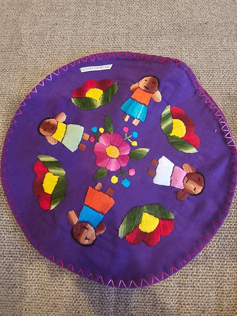 Embroidered Mexican Colorful Round Cloth