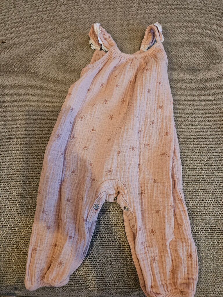 Infant Girl's Pink Ruffled Romper with Buttons