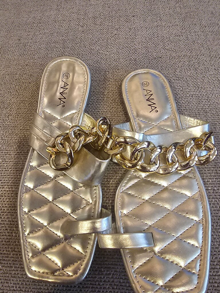 Gold Chain Slide Sandals