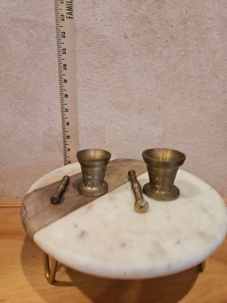 Pair of Old Rare 2 small mortars and their pestles engraved in brass SOLID brass cup SHAPE APOTHECARY PHARMACY Spice Grinder