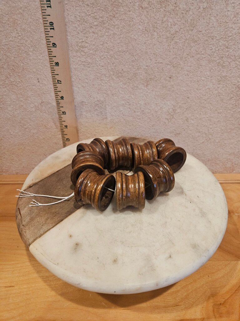 Napkin Rings 1970's set 8 Wooden table dining decor cottage lot