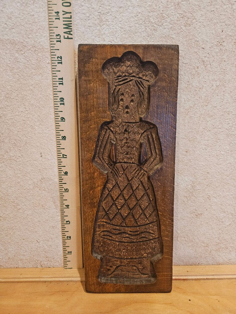 Vintage Hand Carved Rustic Wood Dutch / west germany Biscuit Spekulatius cookie form