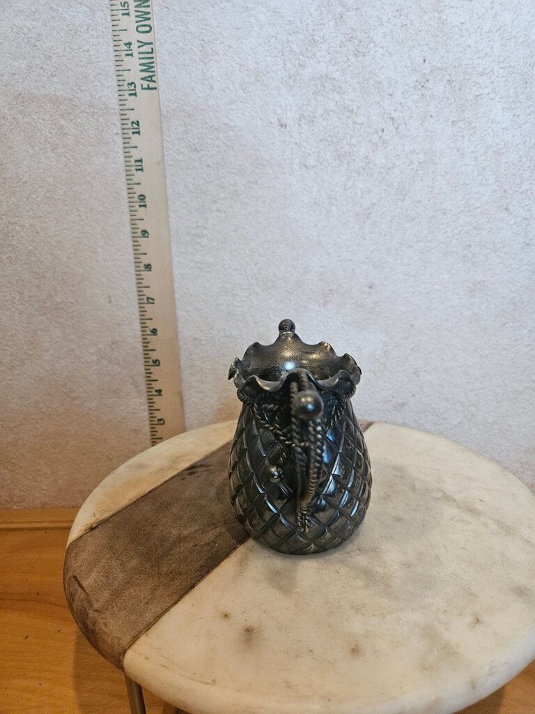 Antique Meriden Quadruple Silver Plated Sugar Bowl Pineapple Ribbon Handle rare hard to find