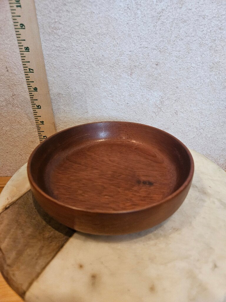 Retro Solid Teak trinket Wooden Bowl Mid Century MCM centerpiece table decor cloche base