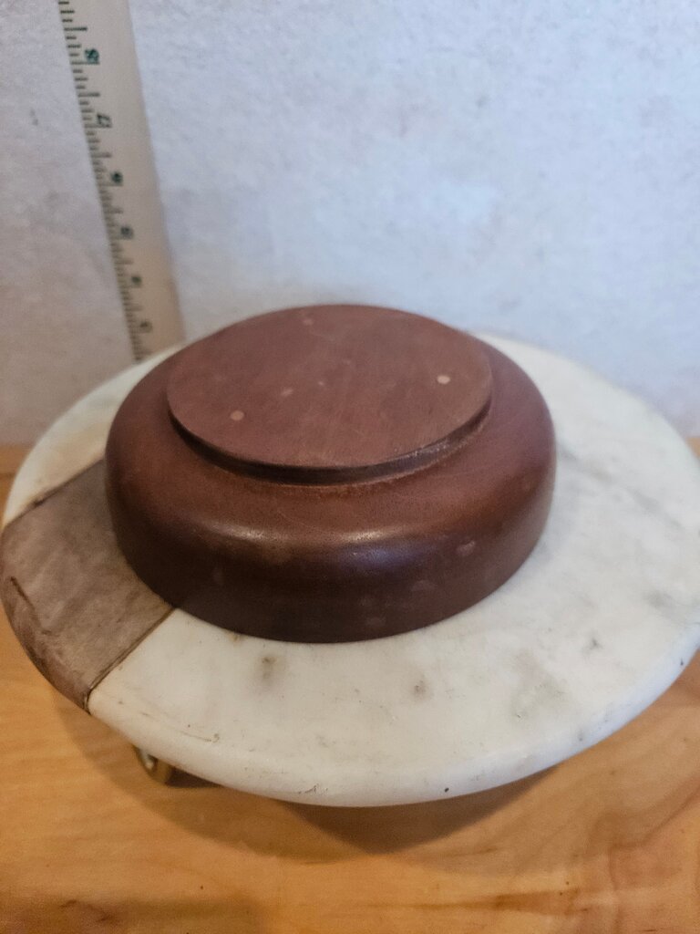 Retro Solid Teak trinket Wooden Bowl Mid Century MCM centerpiece table decor cloche base
