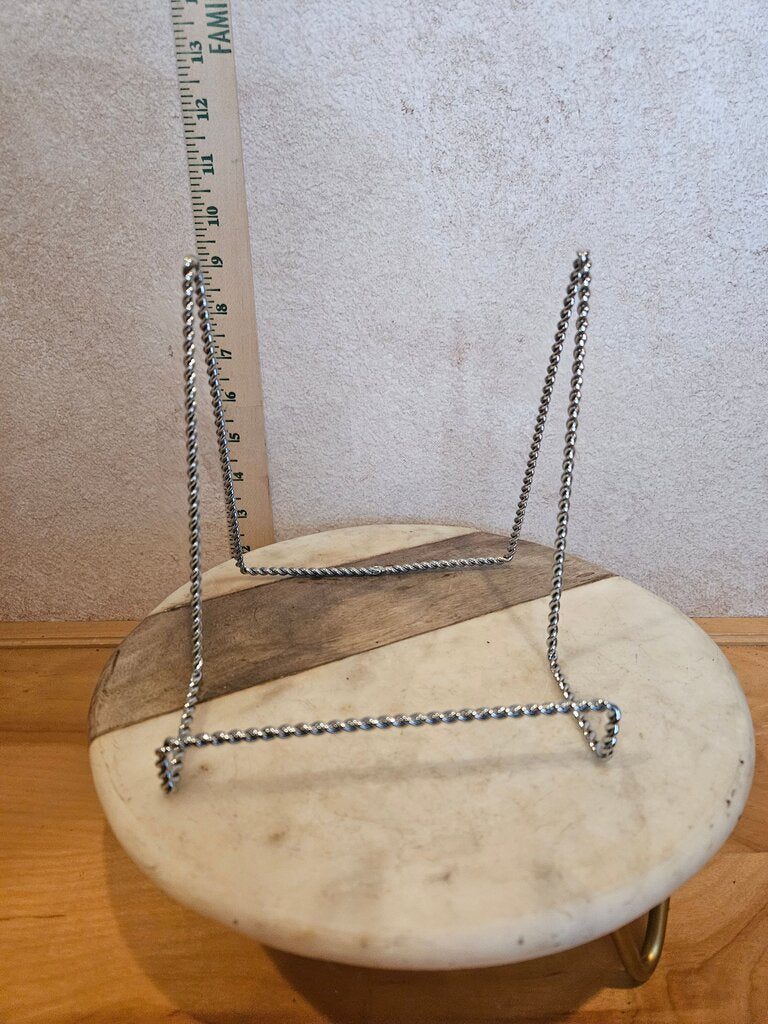 Vintage Silver Wire Book Stand Metal Twistable Display Stand Glass Dish Holder