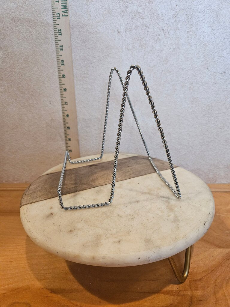 Vintage Silver Wire Book Stand Metal Twistable Display Stand Glass Dish Holder