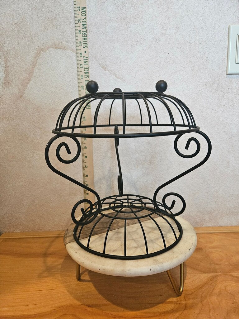 Vintage Metal Tiered Black scroll design Fruit Basket Farmhouse/French Country