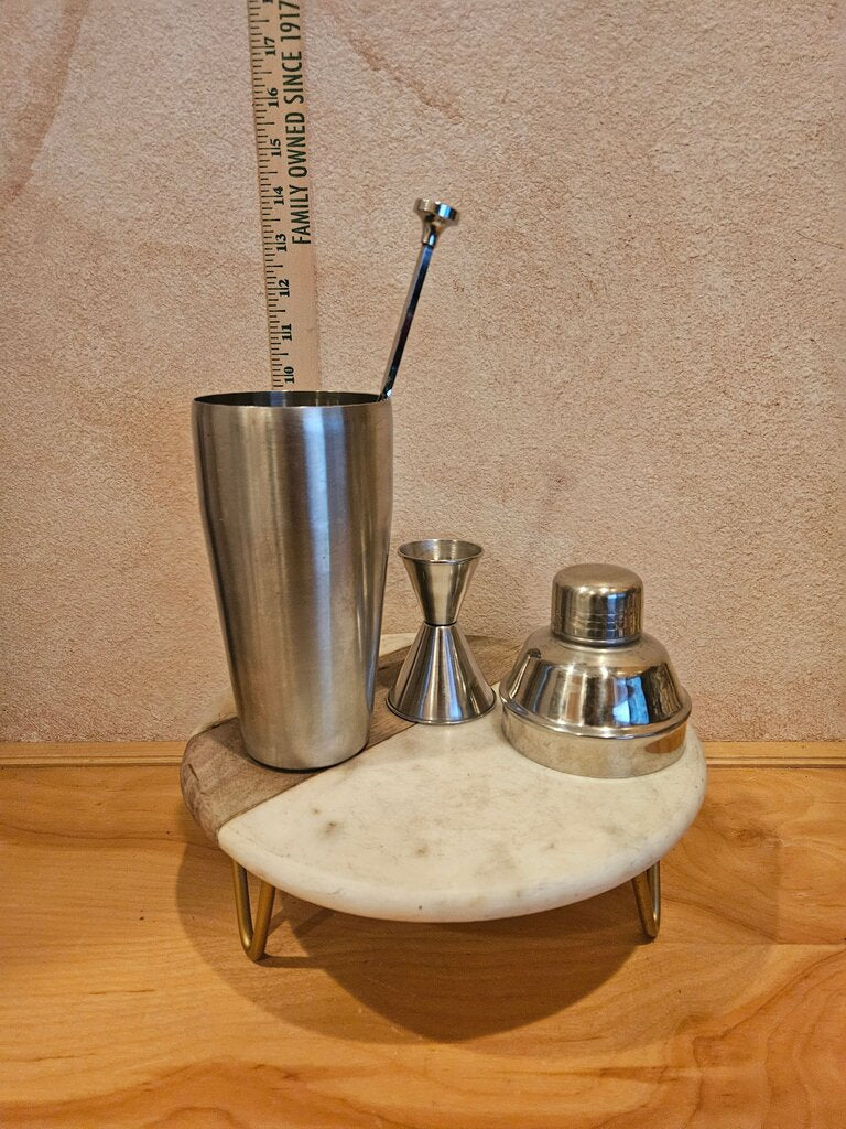 Vintage wazir chand Stainless Steel Cocktail Shaker Measure Strainer Stir Stick Kitchen Bar Barware