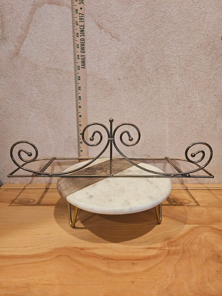 Vintage Home Interiors Glass Shelf Gold Tone Brass Bathroom Vanity Organizer no glass included