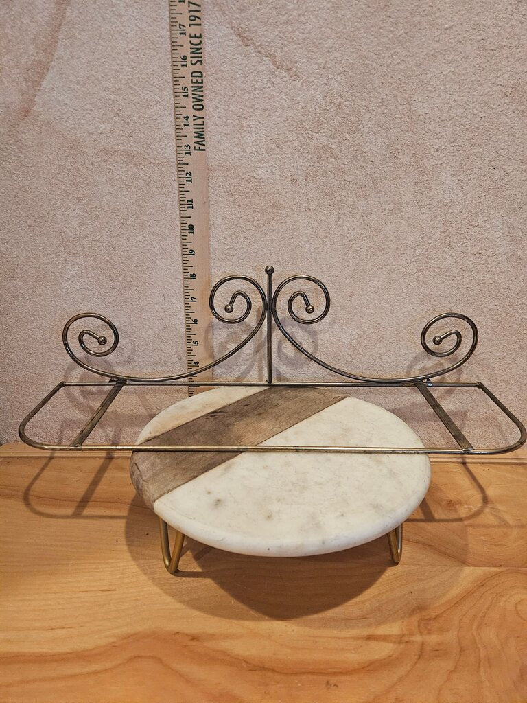 Vintage Home Interiors Glass Shelf Gold Tone Brass Bathroom Vanity Organizer no glass included