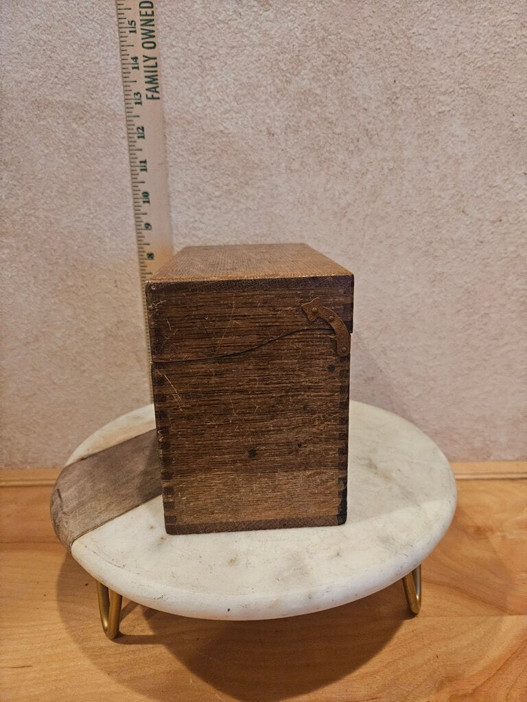 Vintage Dovetailed Wood Recipe Box Set 3 x 5” Oak Box w Recipe Index Set