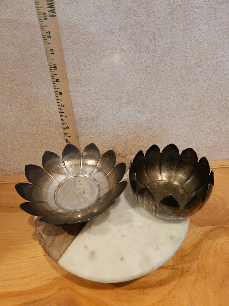 Vintage Reed & Barton Silver-Plated Lotus Bowl w/ Frog Insert, Mid-Century 3002