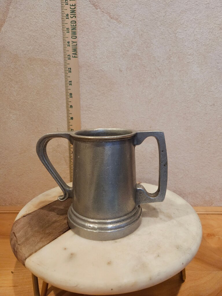 Vintage 70s Wilton Armetale Kissing Mug, Double Handle Wedding Planner Cup, Pewter Look Alloy, Made in USA