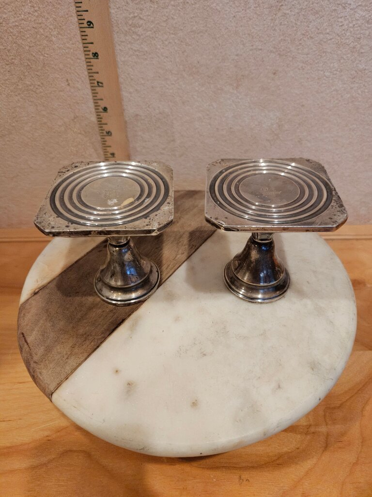 Set of Matching FISHER SILVERSMITHS 861 Pair of Weighted Sterling Silver Console Candleholders/Fisher Weighted Sterling Candlesticks/Art Deco Candlesticks