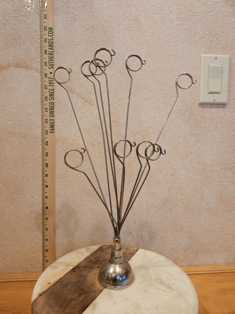 Vintage Silver Tone Metal 10 arm MCM Photo, Postcard, Business Card or Recipe Holder Display
