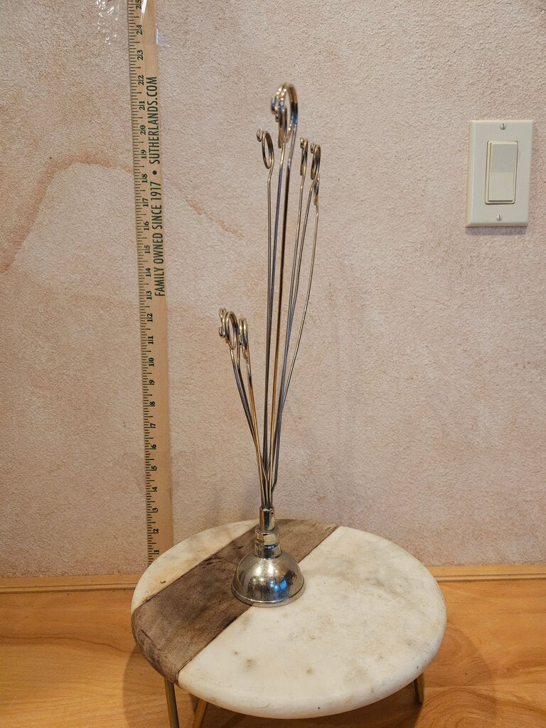 Vintage Silver Tone Metal 10 arm MCM Photo, Postcard, Business Card or Recipe Holder Display