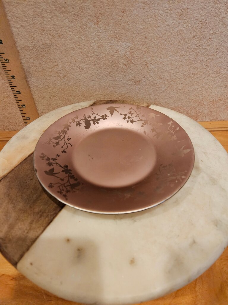Yankee Candle Rose Gold Etched Bird Candle Plate Home Decor closhe base