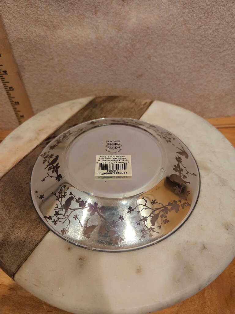 Yankee Candle Rose Gold Etched Bird Candle Plate Home Decor closhe base