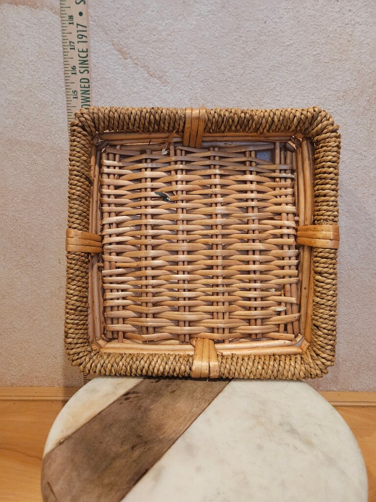 Medium Square Wicker Rattan Woven Basket Baskets Geometric 11" x 11 Storage Basket as is