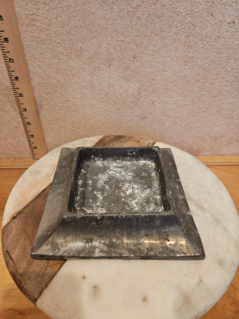 Vintage Heavy Square Metal Cigar Ashtray