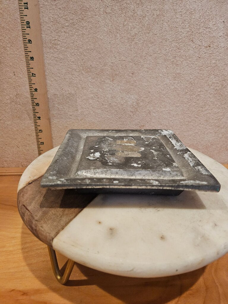 Vintage Heavy Square Metal Cigar Ashtray