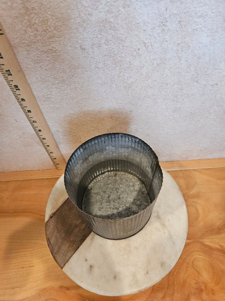 Rustic Tin Vase, Corrugated Sides, Galvanized Metal