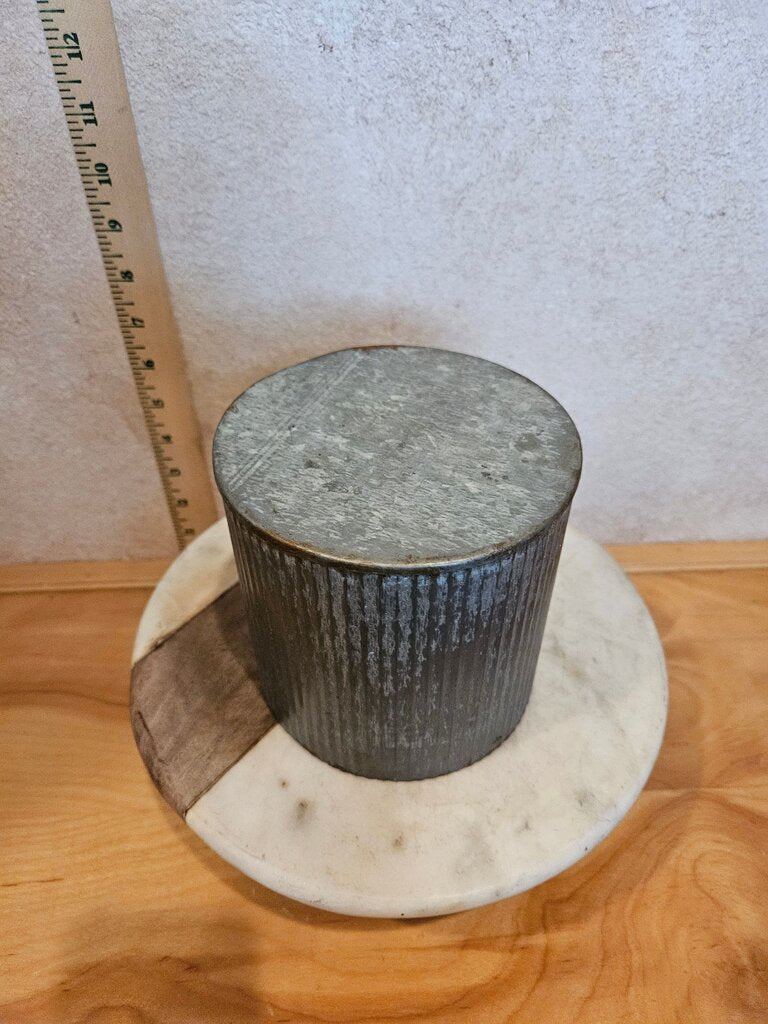 Rustic Tin Vase, Corrugated Sides, Galvanized Metal