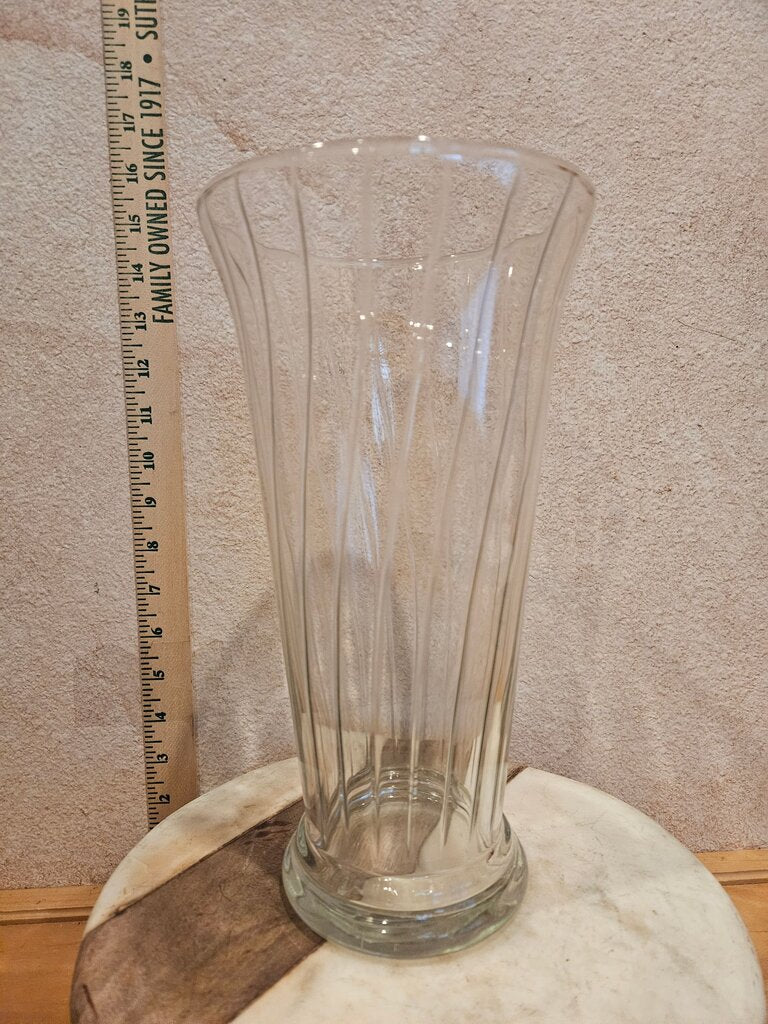 Clear twisted Swirled Glass Vase; Centerpiece Vase
