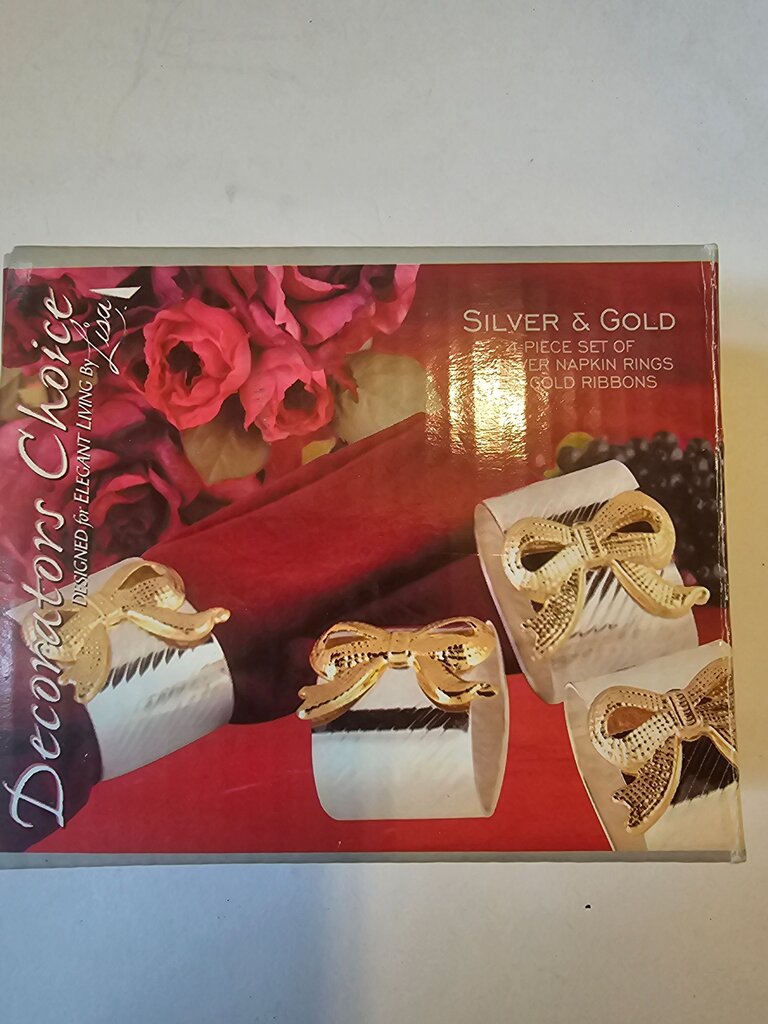 Elegant Silver and Gold Napkin Rings Set