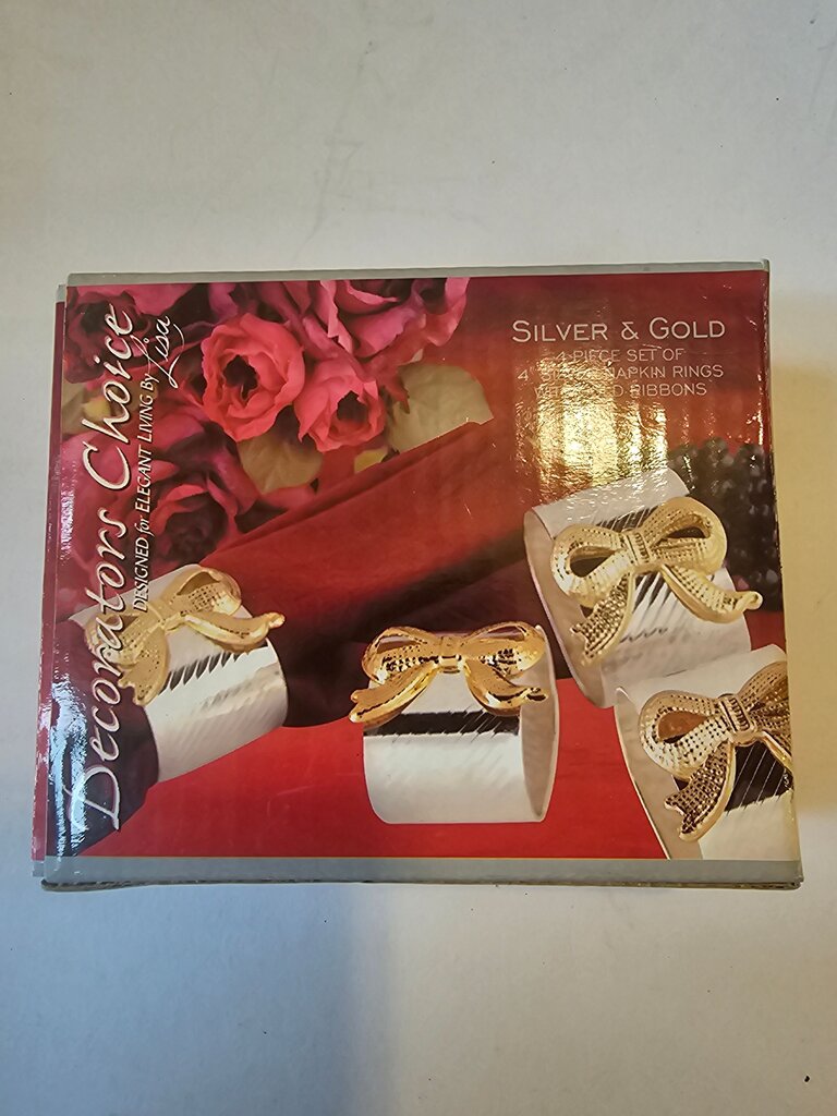 Elegant Silver and Gold Napkin Rings Set