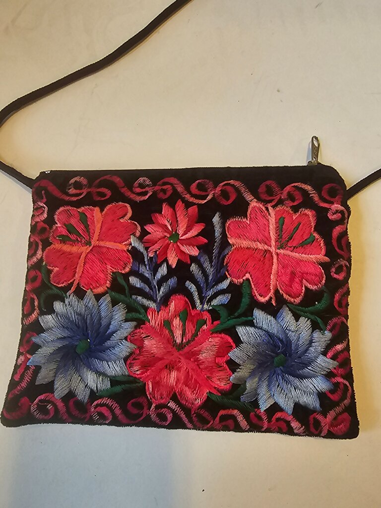 Embroidered Floral Crossbody Bag