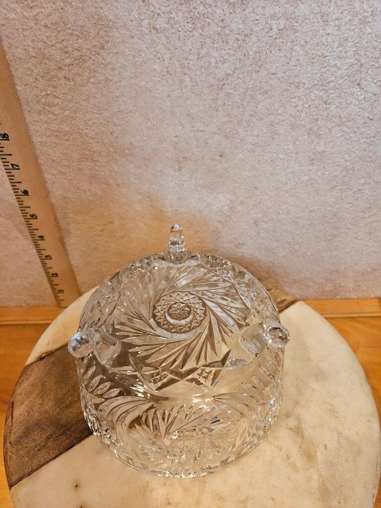 Vintage Anna Hutte Bleikristall 3 footed antique German crystal bowl 1960's