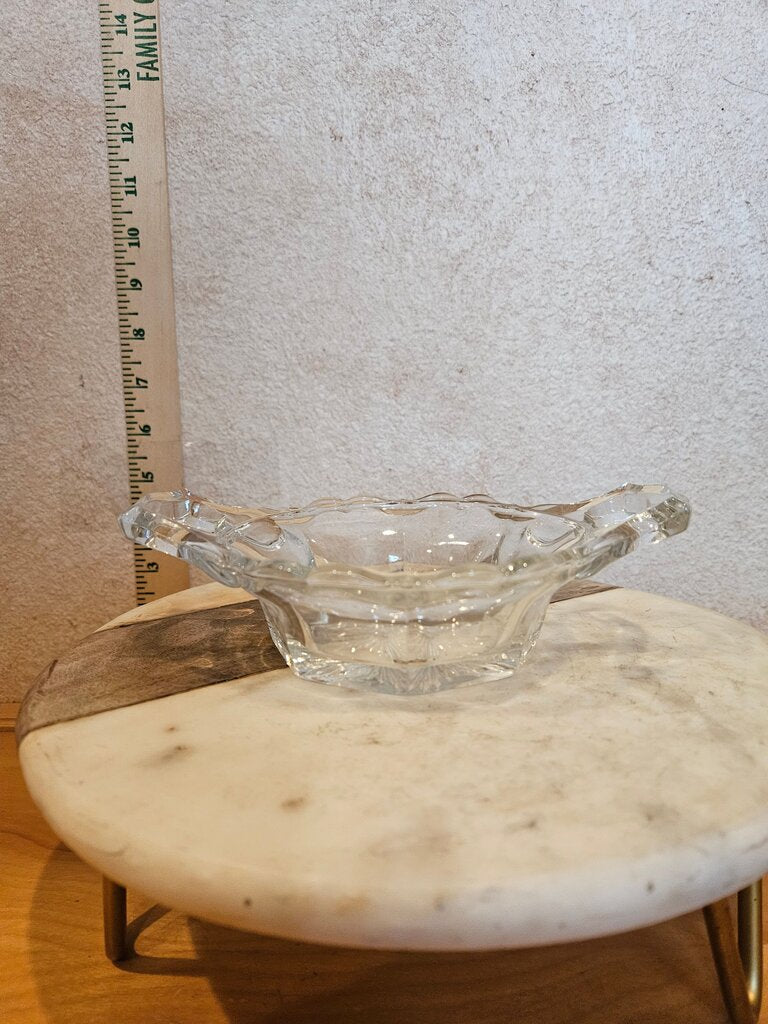 Vintage MCM Indiana Glass Clear Wild Rose 12 1/2" Double Handled Plate Tray