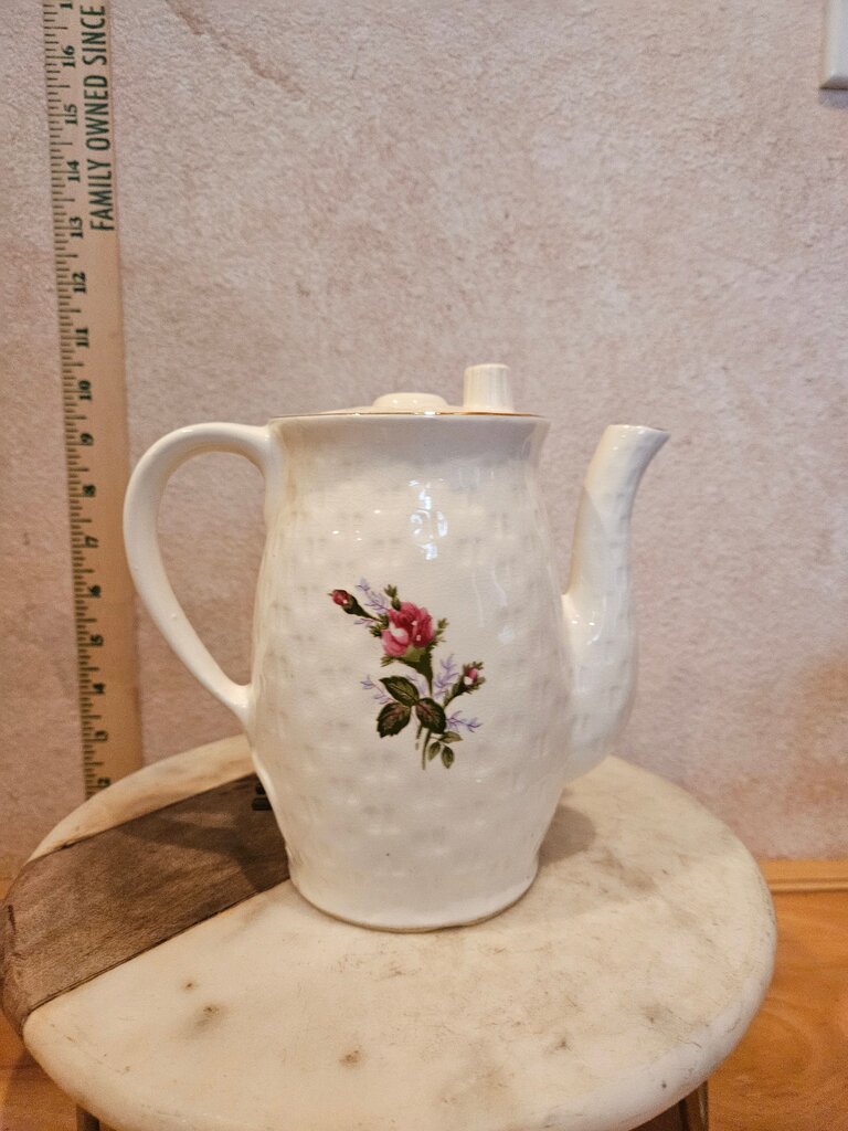 Vintage Beautiful Porcelain Electric Kettle Floral Design Teapot