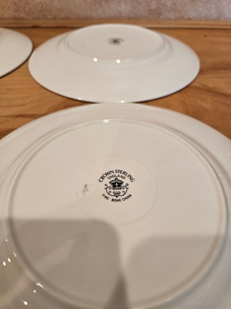 Set 3 Crown Sterling Fine Bone China Plates Set