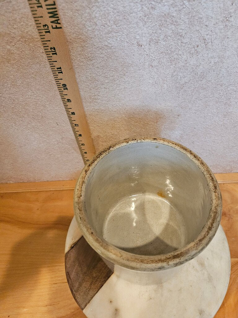 Antique Stoneware Crock Vintage Primitive Old Salt Glaze Pickling jar Container