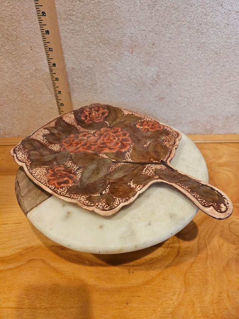 Vintage Handmade Floral Serving Tray spoon rest